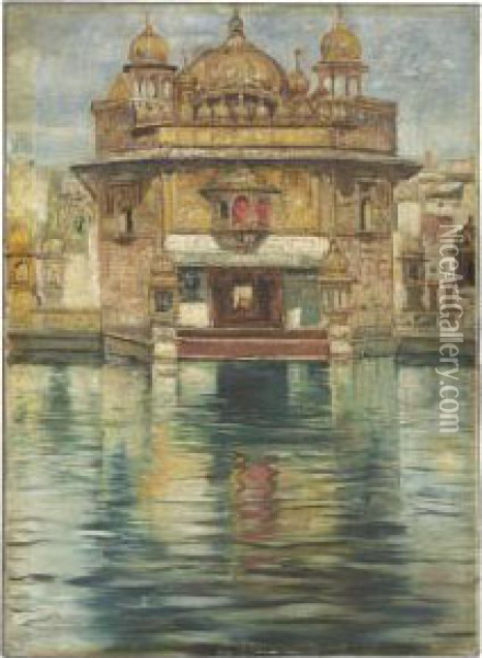 The Golden Temple Oil Painting - Gyula Tornai