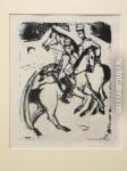 Auf Dem Kasernenhof.
Lithographie. Aus ?der Bildermann, 1916.?. Im Stein Signiert Und Bezeichnet Oil Painting - Ernst Ludwig Kirchner