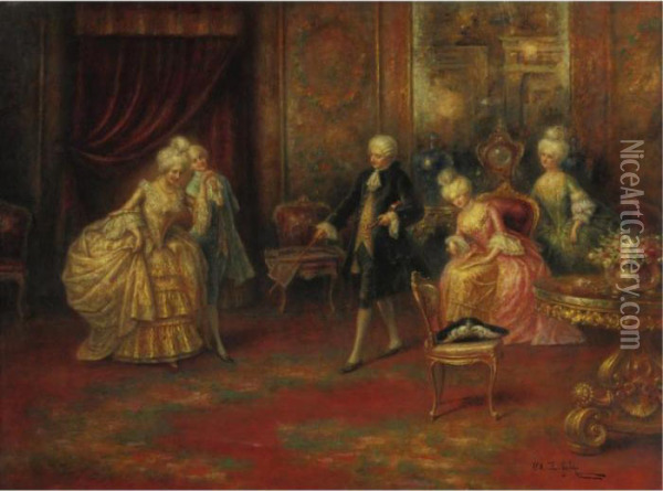 The Dance Lesson Oil Painting - A. Zoffoli