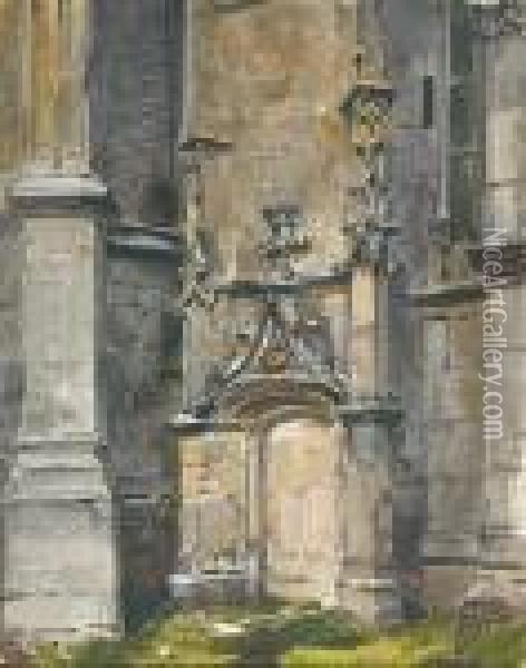 Porte Condamnee D'une Eglise Gothique Oil Painting - Eugene Isabey