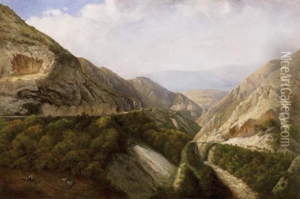 Mountain Landscape Oil Painting - Karoly Telepy