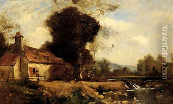 A Cottage By A Stream Oil Painting - Paul Trouillebert