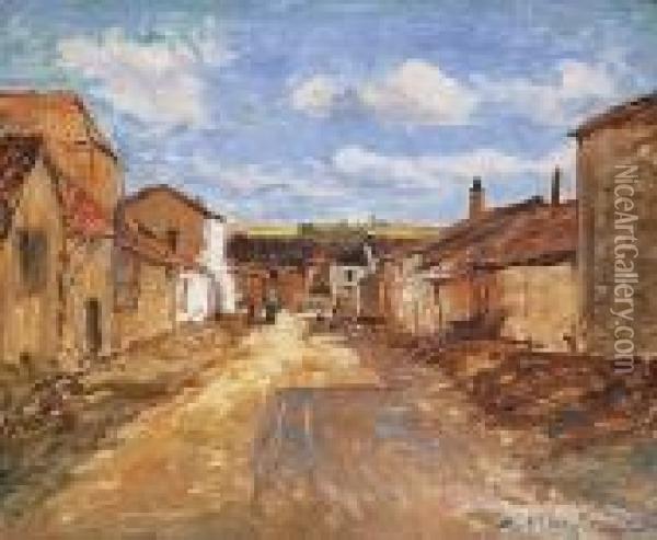 Rue De Village Animee Oil Painting - Edmond Marie Petitjean