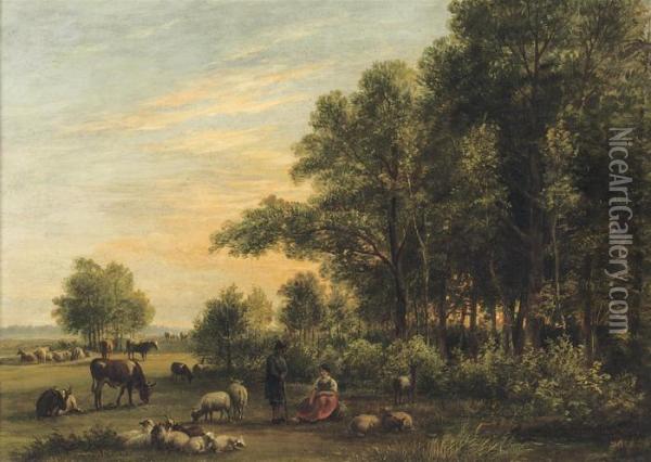 On The Edge Of A Forest Oil Painting - Jan Van Ravenswaay