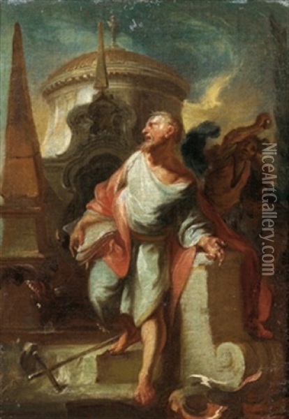 Ein Apostel Von Damonen Bedroht Oil Painting - Johann Wolfgang Baumgartner