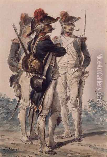 Soldiers of the Republic, 1849 Oil Painting - Auguste Raffet