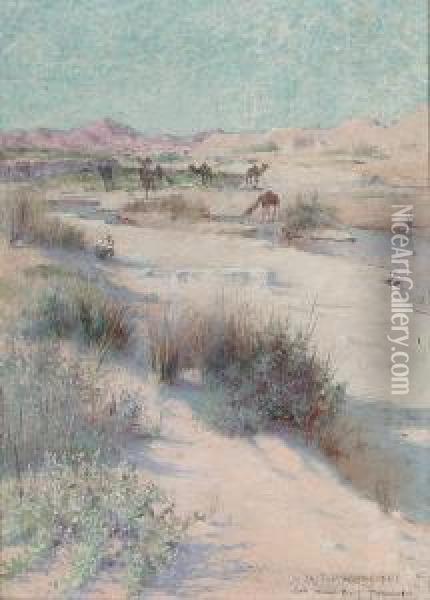 The Camel Master Resting In The Shade Oil Painting - Charles James Theriat