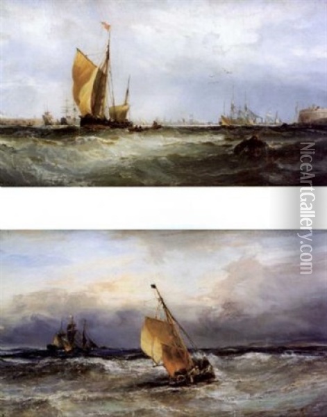 Portsmouth (+ English Channel, Oil On Canvas; Pair) Oil Painting - Edwin Hayes
