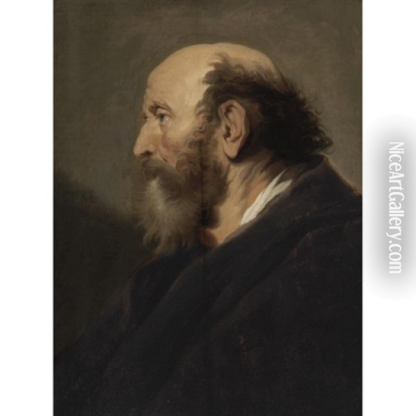 Profile Portrait Of A Bearded Man Oil Painting - Jacob Adriaensz de Backer