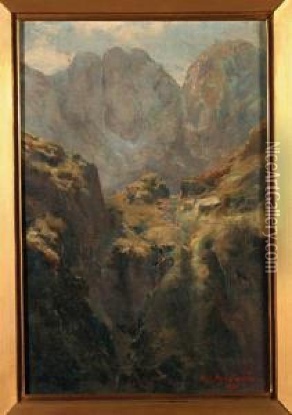Droga Do Morskiego Oka Przez Zawrat, 1902 R. Oil Painting - Aleksander Mroczkowski