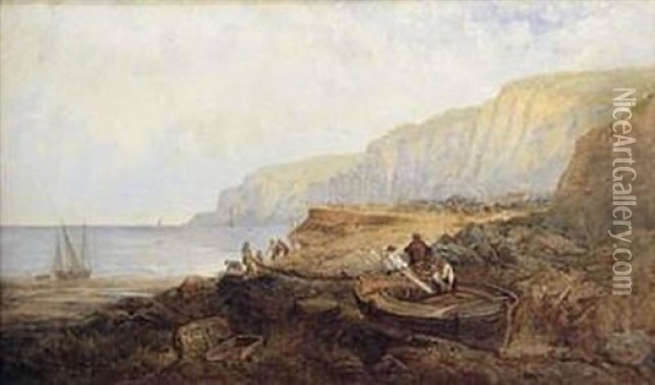 The Yorkshire Coast Near Scarborough Oil Painting - John Holland