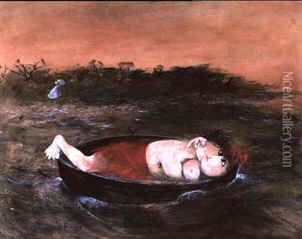 Lovers In A Boat Oil Painting - Arthur Merric Boyd