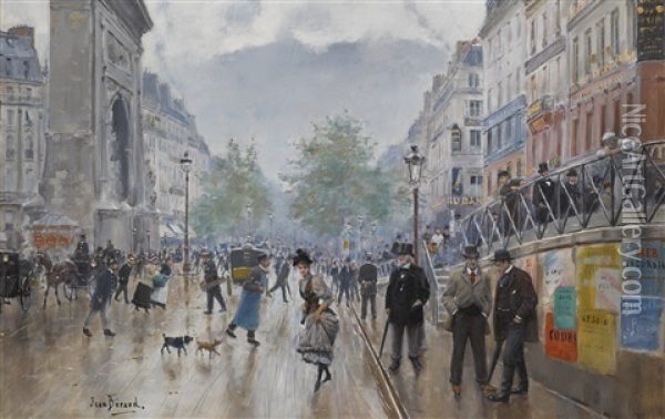 Le Boulevard Saint-denis A Paris Oil Painting - Jean Beraud