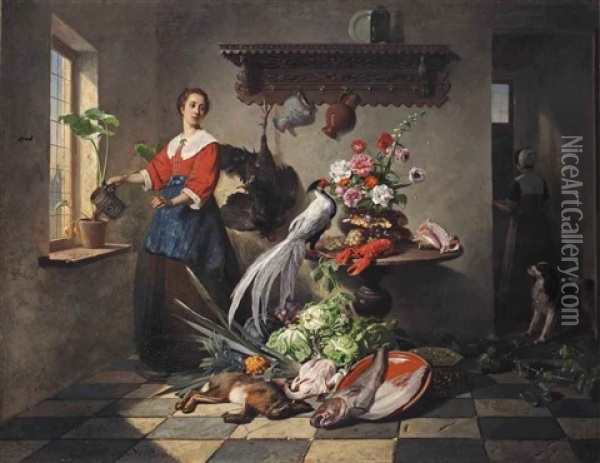 In The Pantry Oil Painting - Wilhelm (Guillaume) Koller