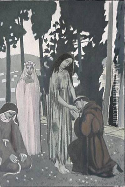 St. Francis And Pilgrims In The Woods Oil Painting - Maurice Denis