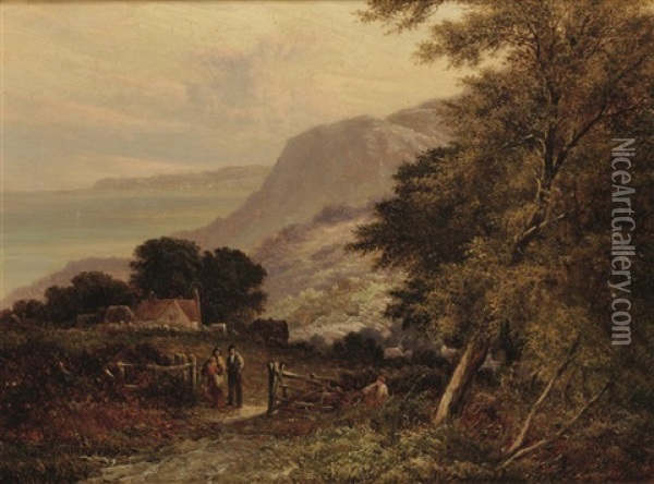 A View Over Eype Towards Golden Cap Oil Painting - Walter Heath Williams