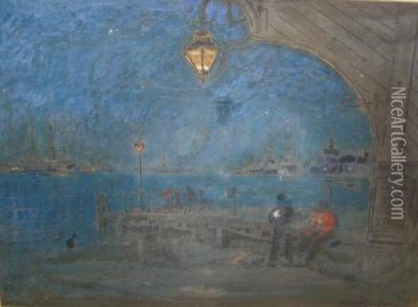 The Ferry, Portsmouth Oil Painting - Albert Goodwin