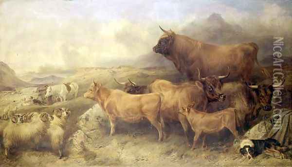 A Highland Cattle Fair, Isle of Skye Oil Painting - Richard Ansdell