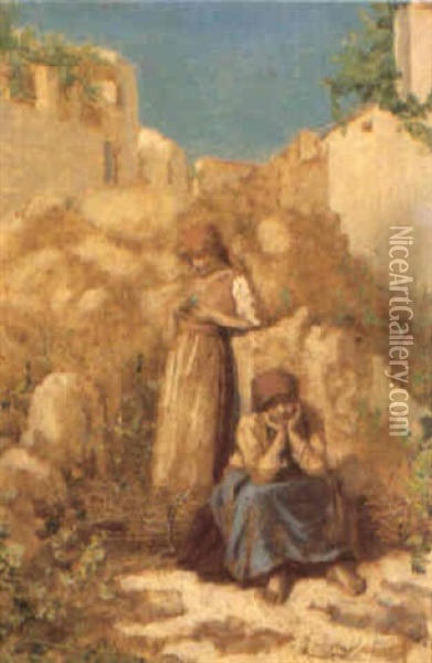 Contadinelle A Capri Oil Painting - Antonino Leto