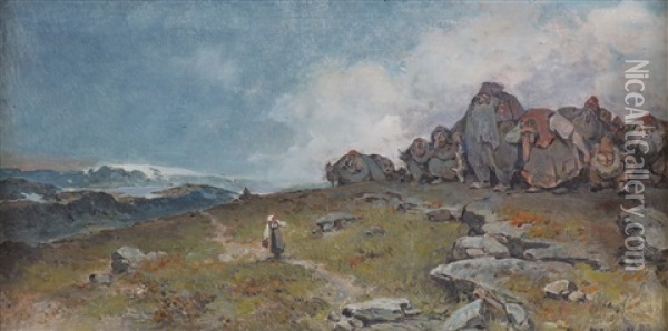 Pike Pa Trollstigen Oil Painting - Nils Nilsen Bergslien