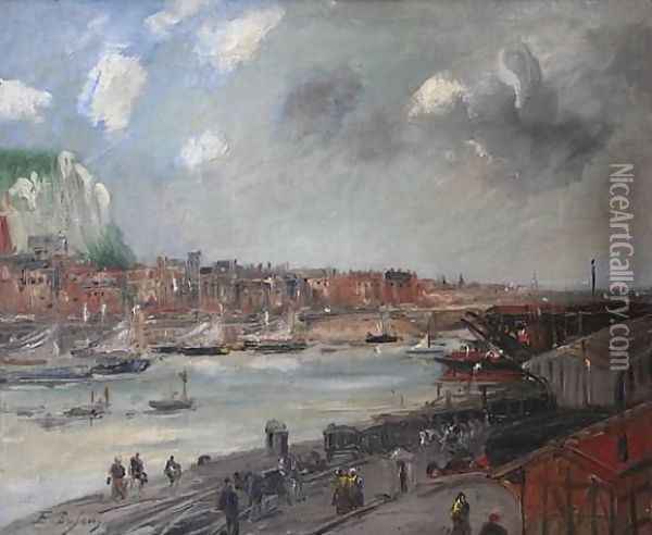 View of Port Oil Painting - Jacques-Edouard Dufeu