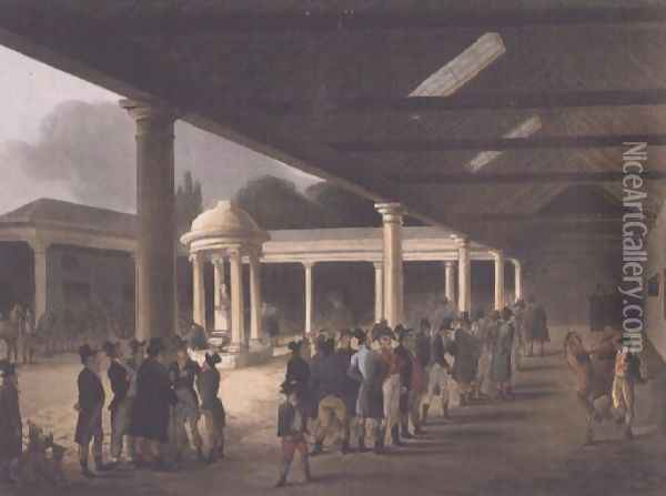 Tattersalls Horse Repository from Ackermanns Microcosm of London Oil Painting - T. Rowlandson & A.C. Pugin