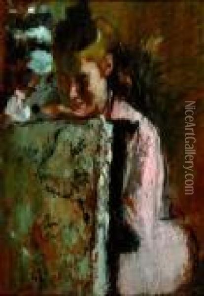 Jeune Fille Appuyee Au Dossier D'un Fauteuil Oil Painting - Edgar Degas