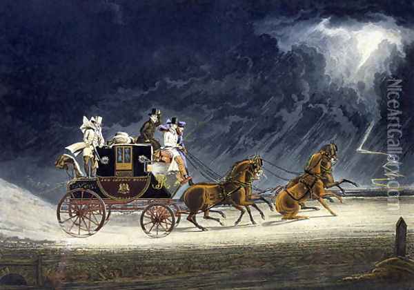 The Mail Coach in a Thunderstorm Oil Painting - James Pollard