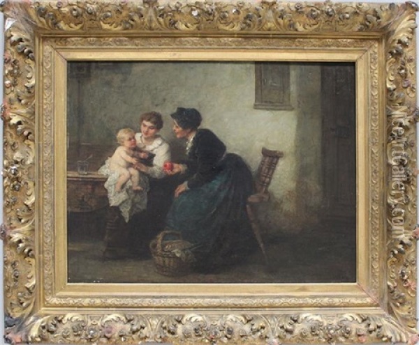 Mutter Mit Kind Und Grossmutter In Der Stube Oil Painting - Wilhelm Roegge