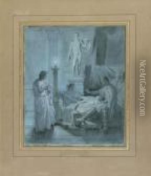 Virgile Lisant L'eneide Devant Auguste, Livie Et Octavie Oil Painting - Jean Auguste Dominique Ingres