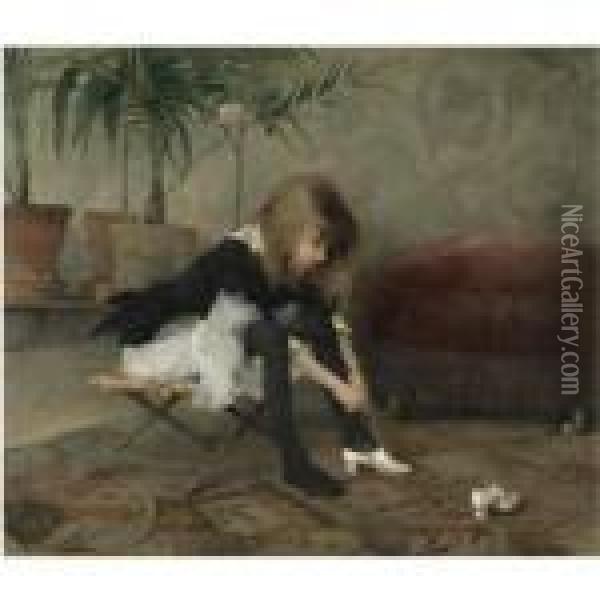 Tanssiaiskengat; Balskorna (dancing Shoes) Oil Painting - Helene Schjerfbeck