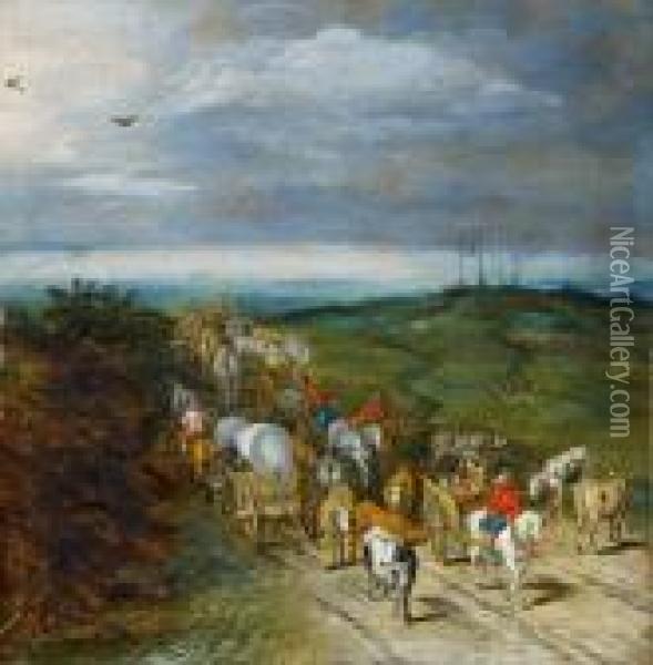 Weite Landschaft Mitreisenden Und Rinderherde Oil Painting - Jan Brueghel the Younger