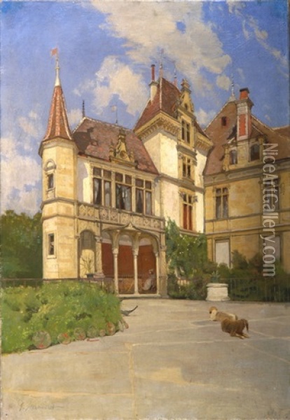 Le Chateau De Gorgier Oil Painting - Gustave Jeanneret