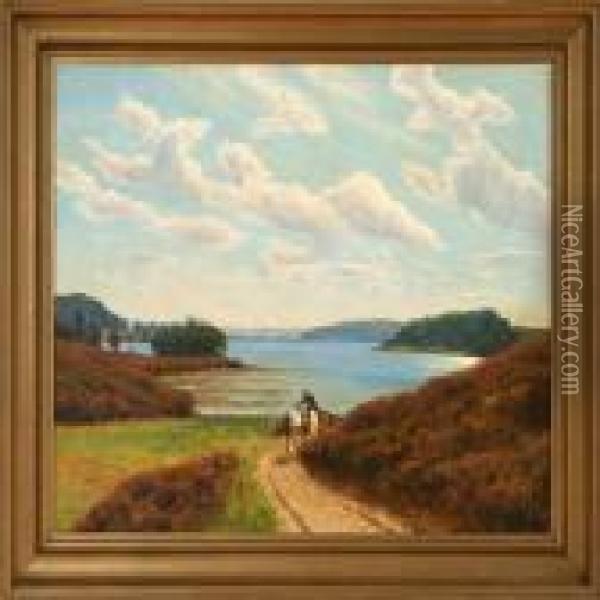 Landscape From The Silkeborg Lake District, Denmark Oil Painting - Emil Winnerwald