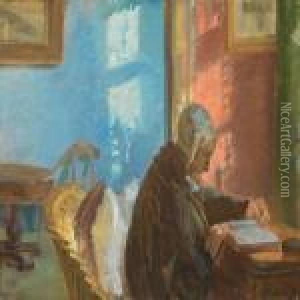 Interior With Mrs Oil Painting - Anna Ancher