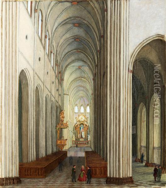 Interior Of Uppsala Cathedral Oil Painting - Gustav Kohler