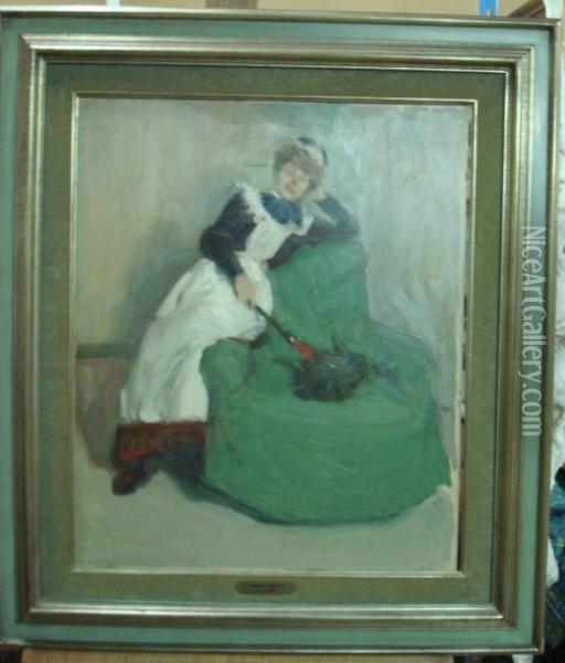 Le Repos De La Soubrette Oil Painting - Auguste Theodore Desch