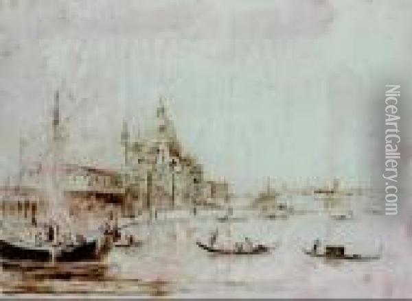 Vue Animee De Venise Oil Painting - Giacomo Guardi