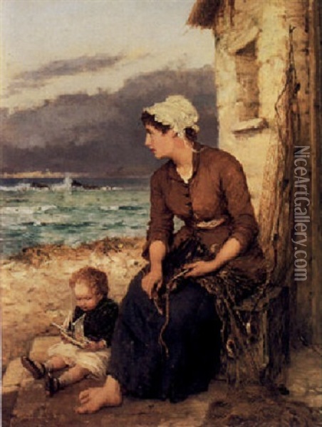 Awaiting Father's Return Oil Painting - William Oliver the Younger