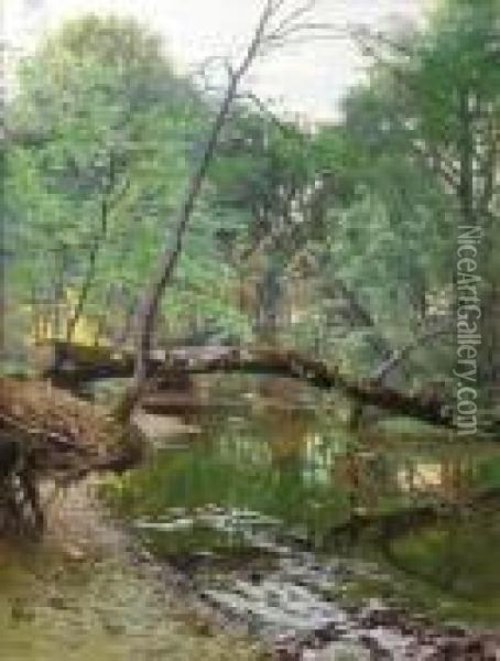Paysage A La Riviere Oil Painting - Thorvald Simeon Niss