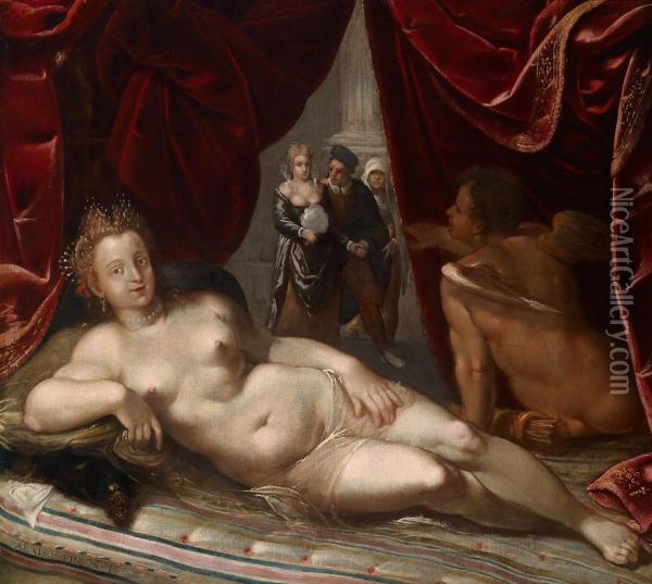 Venere E Amore Oil Painting - Ludovicus Finsonius (see FINSON, Louis)