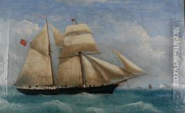 The Topsail Schooner Wave Off Dover Oil Painting - Frederick Tudgay