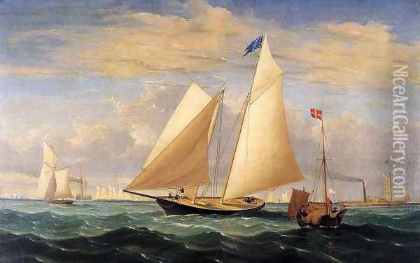 The Yacht 'America' Winning the International Race Oil Painting - Fitz Hugh Lane