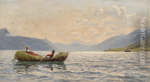 Sognefjorden Sett Innover Fra Askelund Oil Painting - Hans Dahl