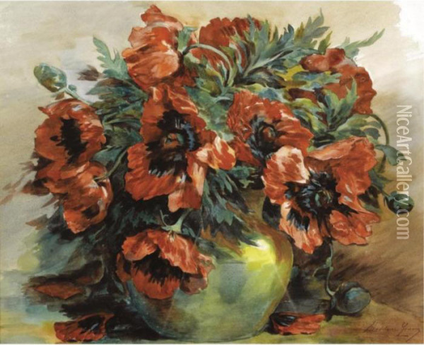 Les Coquelicots Oil Painting - Madeleine Jeanne Lemaire