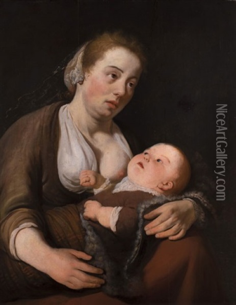 Mutter Mit Kind Oil Painting - Jan Van Bijlert