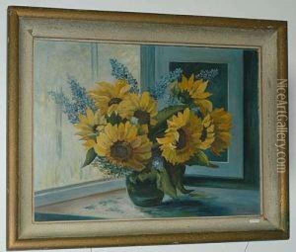Sonnenblumen. Oil Painting - A. Monnier