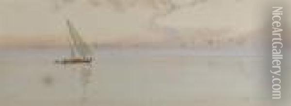 Sunset Before A Sandstorm; Desert Scene Oil Painting - Augustus Osborne Lamplough