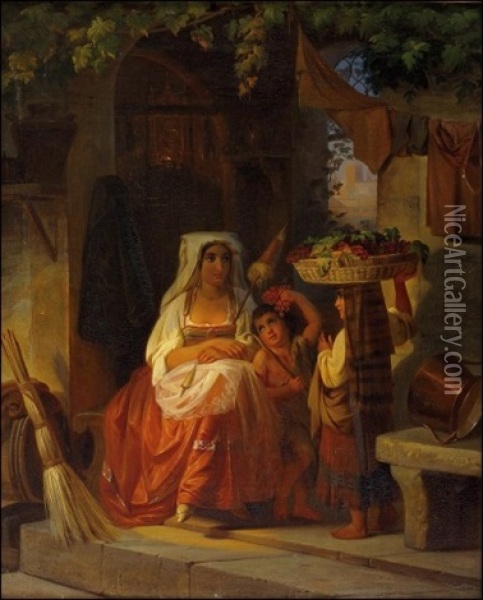 Italialainen Idylli Oil Painting - Robert Wilhelm Ekman