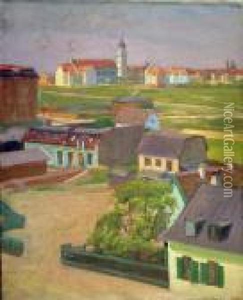Le Village Oil Painting - Raphael-Leon Leguilloux